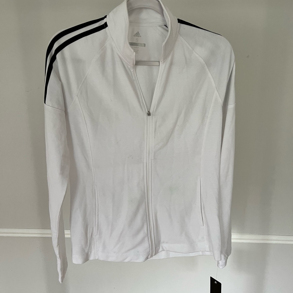 White adidas track zip up jacket